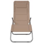 Șezlong pliant 2 buc. taupe textilenă/oțel vopsit electrostatic