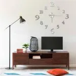 Ceas de perete 3D, argintiu, 100 cm, XXL, design modern