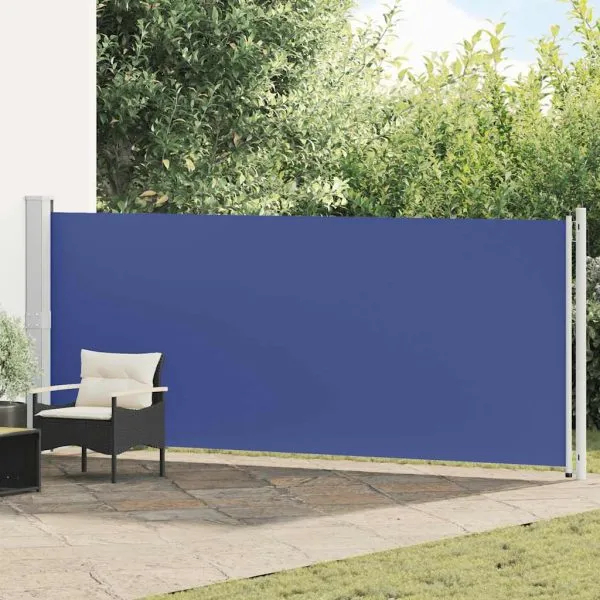 Copertină laterală retractabilă de terasă, albastru, 600×160 cm