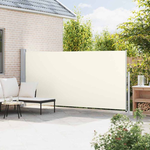 Copertină laterală retractabilă de terasă, crem, 180×500 cm