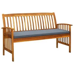 Bancă de grădină cu pernă, 147 cm, lemn masiv de acacia