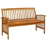 Bancă de grădină cu pernă, 147 cm, lemn masiv de acacia