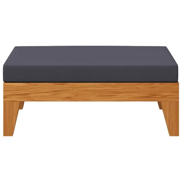 Taburet modular, cu pernă gri închis, lemn masiv de acacia