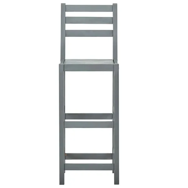 Scaune de bar, 4 buc., gri, lemn masiv de acacia