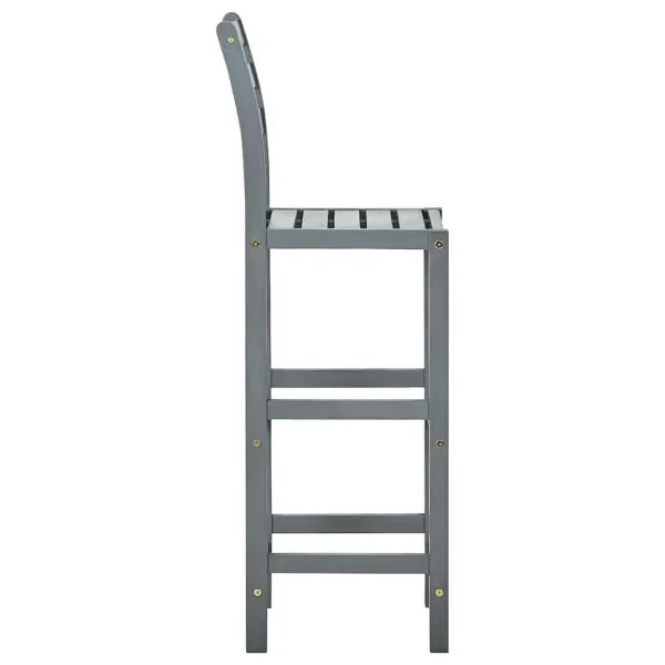 Scaune de bar, 4 buc., gri, lemn masiv de acacia