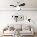Ventilator tavan cu iluminare/telecomandă, maro închis, 76 cm