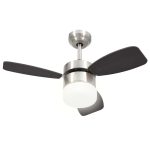 Ventilator tavan cu iluminare/telecomandă, maro închis, 76 cm