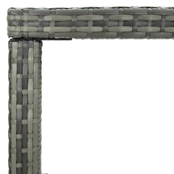 Masă de bar de grădină, gri, 130x60x110 cm, poliratan și sticlă