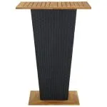Masă de bar, negru, 80x80x110 cm, poliratan/lemn masiv acacia