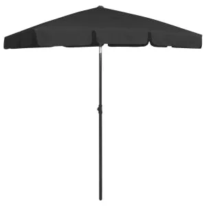 Umbrelă de soare de plajă, negru, 180×120 cm