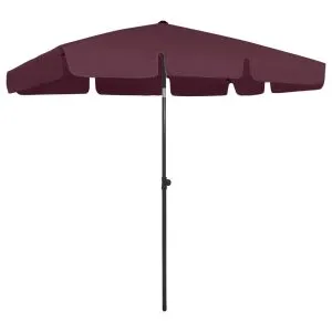 Umbrelă de soare de plajă, roșu bordo, 200×125 cm