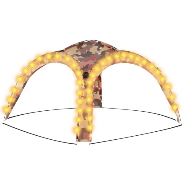 Cort de petrecere cu LED și 4 pereți, camuflaj, 3,6×3,6×2,3 m