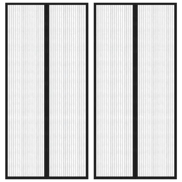 Perdea de ușă anti-insecte cu magnet, 2 buc., negru, 220×110 cm