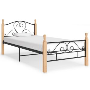 Cadru de pat, negru, 90×200 cm, metal