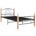Cadru de pat, negru, 90×200 cm, metal