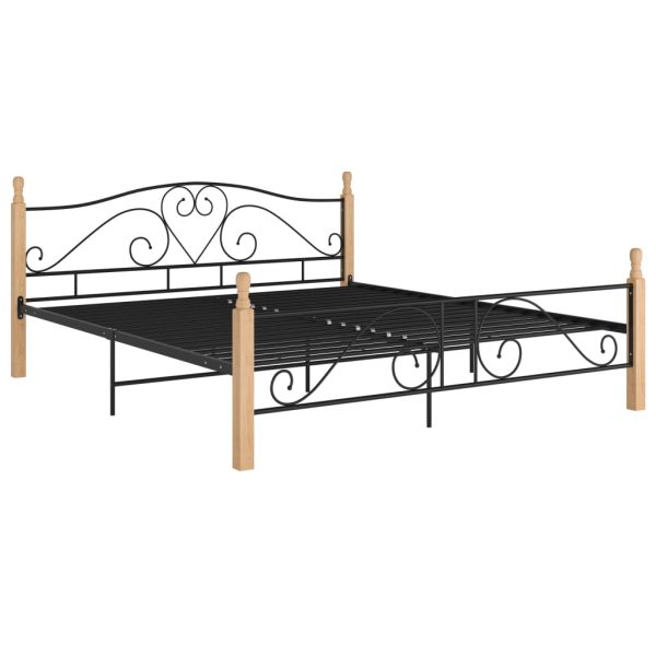Cadru de pat, negru, 200×200 cm, metal