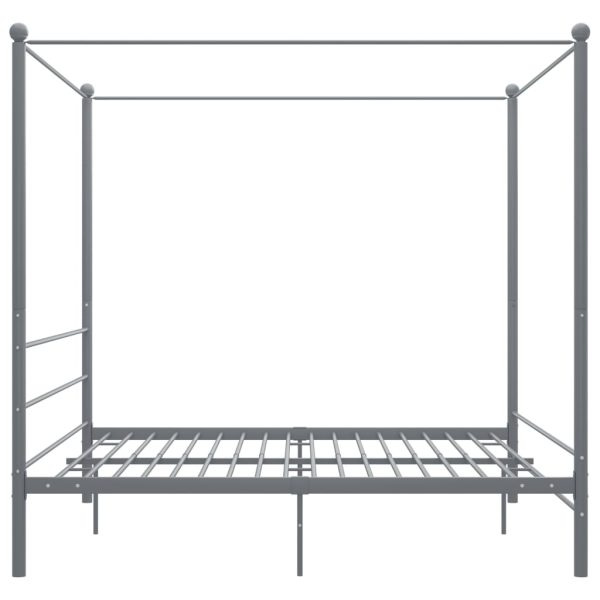 Cadru de pat cu baldachin, gri, 200×200 cm, metal