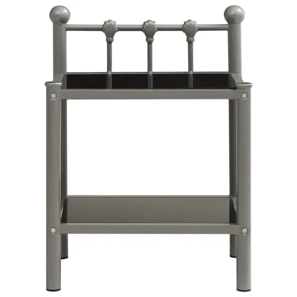 Noptieră, gri și negru, 45×34,5×60,5 cm, metal și sticlă