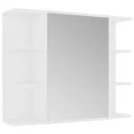 Set mobilier de baie, 4 piese, alb, lemn prelucrat