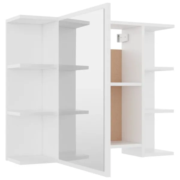 Set mobilier de baie, 4 piese, alb, lemn prelucrat