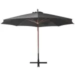 Umbrelă în consolă cu stâlp, antracit, 3,5×2,9 m, lemn de brad