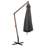 Umbrelă în consolă cu stâlp, antracit, 3,5×2,9 m, lemn de brad