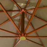 Umbrelă suspendată cu stâlp gri taupe 3×3 m lemn masiv de brad