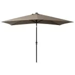 Umbrelă de soare cu stâlp din oțel & LED-uri, taupe, 2×3 m