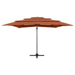 Umbrelă soare 4 niveluri, stâlp aluminiu, cărămiziu, 250×250 cm