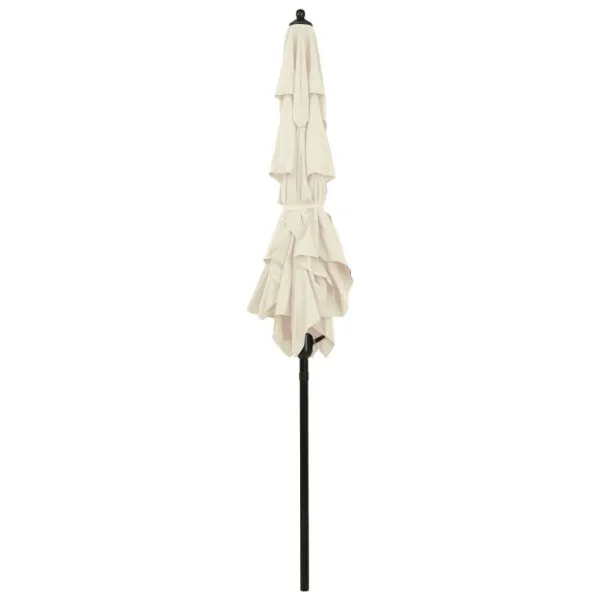 Umbrelă grădină 3 niveluri, stâlp din aluminiu, nisipiu, 2×2 m