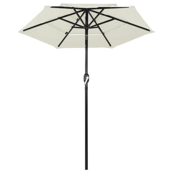 Umbrelă de grădină cu 3 niveluri, stâlp aluminiu, nisipiu, 2 m
