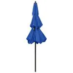 Umbrelă de grădină 3 niveluri, stâlp de aluminiu, azuriu, 2,5 m