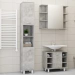 Set mobilier baie, 3 piece, gri beton, lemn prelucrat