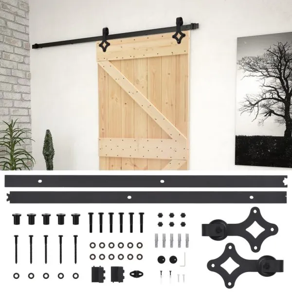 Ușă glisantă cu set feronerie, 90×210 cm, lemn masiv de pin