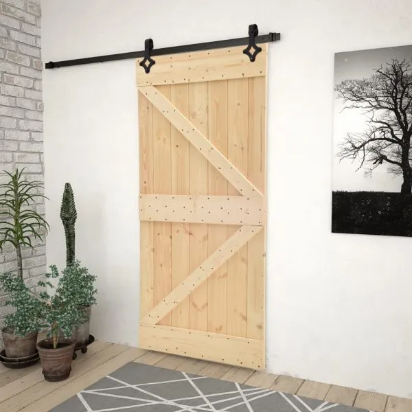 Ușă glisantă cu set feronerie, 90×210 cm, lemn masiv de pin