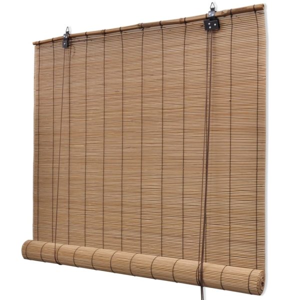 Jaluzele din bambus tip rulou, 2 buc., maro, 100 x 160 cm