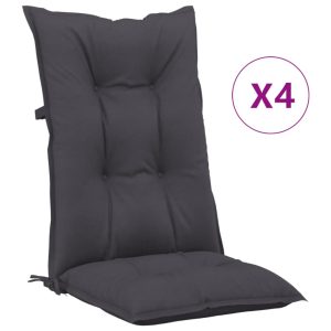 Perne scaun cu spătar înalt, 4 buc. antracit 120x50x7 cm textil