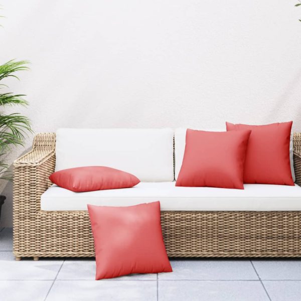 Perne decorative, 4 buc., roșu, 60×60 cm, material textil