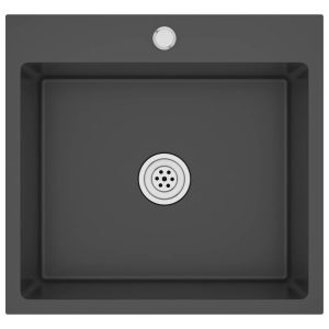 Chiuvetă de bucătărie lucrată manual, negru, oțel inoxidabil
