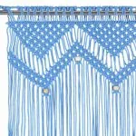 Perdea macrame, albastru, 140 x 240 cm, bumbac