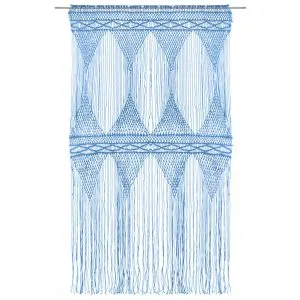 Perdea macrame, albastru, 140 x 240 cm, bumbac