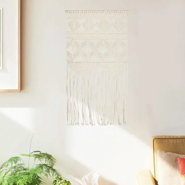 Cuier de perete macrame, 40×80, bumbac