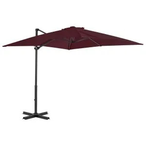 Umbrelă în consolă cu stâlp din aluminiu, bordo, 250×250 cm