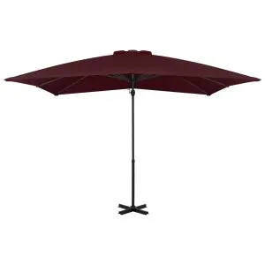Umbrelă în consolă cu stâlp din aluminiu, bordo, 250×250 cm