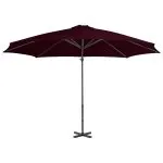Umbrelă consolă de grădină, stâlp din aluminiu, roșu, 300 cm