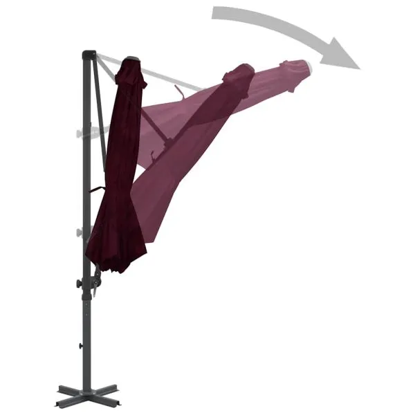 Umbrelă consolă de grădină, stâlp din aluminiu, roșu, 300 cm