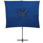 Umbrelă în consolă cu înveliș dublu, albastru azuriu 250×250 cm