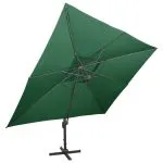 Umbrelă în consolă cu înveliș dublu, verde, 400×300 cm