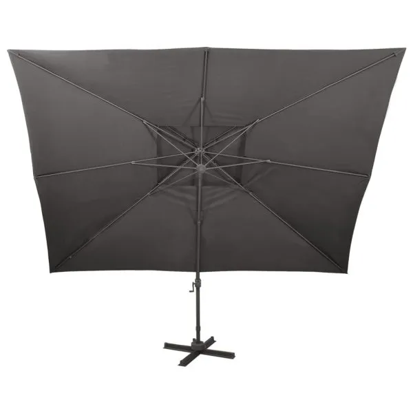 Umbrelă în consolă cu înveliș dublu, antracit, 400×300 cm