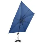 Umbrelă în consolă cu înveliș dublu, albastru azur, 300×300 cm